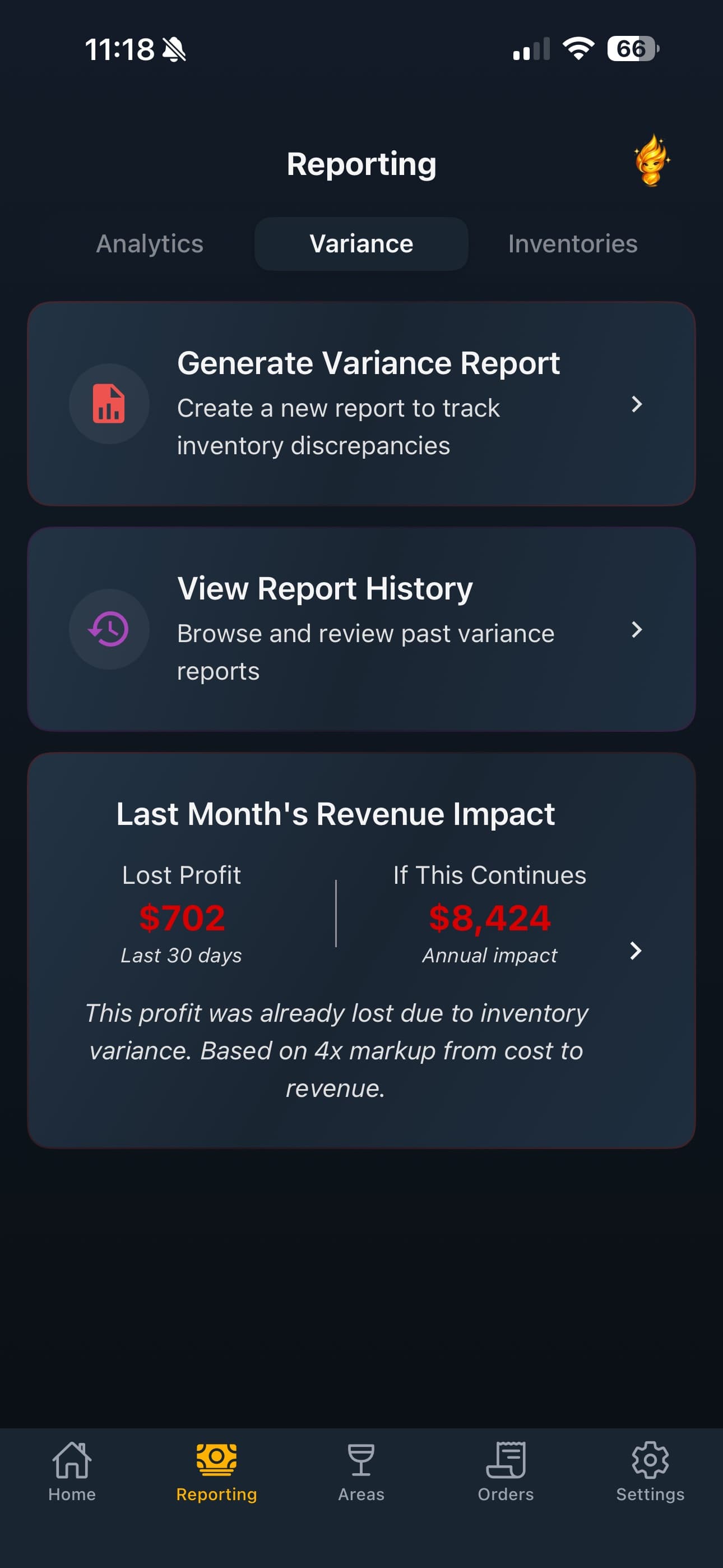 Lixor variance reporting with annual revenue impact projection